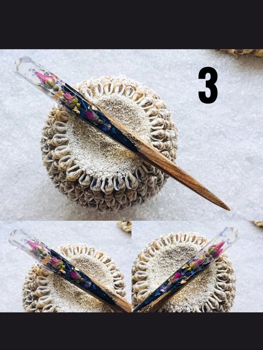 YevheniiaShop resin hair stick 7 inch Rose